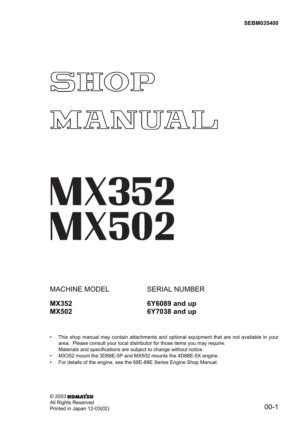 MX352 MX502 Shop Manual